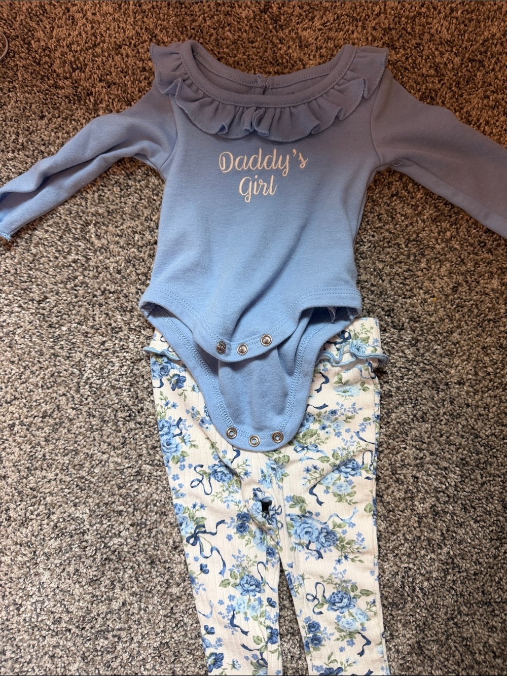 Daddy's Girl Blue Ruffle Baby Bodysuit
